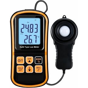 Light Meter, 5X Mini Split Type Lux Meter Protable Digital Display Illuminometer Screen Backlight for Darkroom Operation,for Plants, Car Headlights, Home & Office LEDs