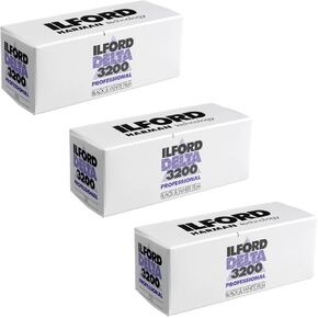 3 X Ilford Delta 3200 Professional, Black and White Print Film, 120 (6 cm), ISO 3200 (1921535)