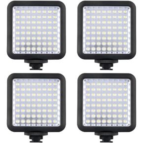 Godox 4 Pack LED64 Portable & Dimmable Continuous On Camera LED Panel Video Light for DSLR Cameras & Camcorders, 5500K-6500K Color Temperature