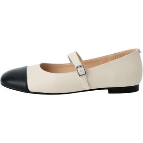 TinaCus Handmade Genuine Leather Women's Round Toe Flat Modern Buckle Mary Jane Shoes