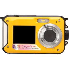 FOSA Dual Screen Digital Camera, 2.7K Video and 48MP Image, Selfie Dual Screen Design, Support Recording While Charging, 10ft Underwater Camera, 128GB Memory (-2214220097213)