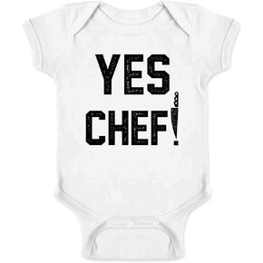 Pop Threads Yes Chef! Large Text Cooking Funny Infant Baby Boy Girl Bodysuit