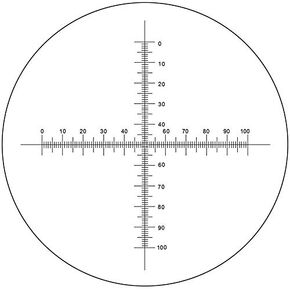 BoliOptics Microscope Eyepiece Reticle Cross Line Micrometer Ruler, Dual Axis Crosshair Scale Dia. 24mm, 10mm/100 Div. RT20104162