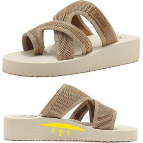 Smajong Women's Arch Sweard Slide Slide Low Heel Wedge Sandals Summer Fashion مريحة Flip Flops على الشاطئ