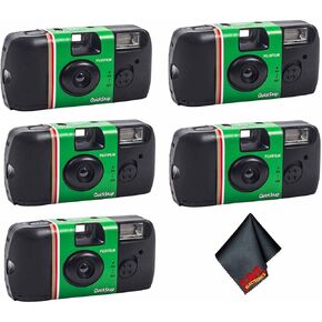 Fujifilm Quicksnap Flash 400 كاميرا يمكن التخلص منها لمرة واحدة (5x 27 التعرض) + قطعة قماش تنظيف الألياف الدقيقة