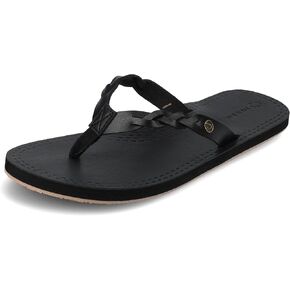 Journee Womens flip-flop sandal slide on cushioned footbed faux leather braided strap flat sole