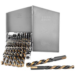 Stark USA 29 قطعة JOBBER DRILL بتن اليد اليسرى مجموعة M2 HSS Tri-Flat Shank Twist Bits Drill Drill Bits Black/Gold من 5/32 إلى 1/2 بوصة الفهرس