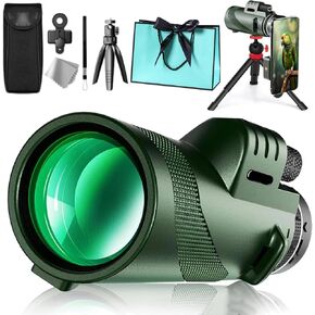 10 × 42 HD STSCOPE360 Monocular ، STSCOPE360 Monocular مجموعة عالية الطاقة ، HD Vision Long Range مع محول الهاتف وترايبود لمشاهدة الطيور المشي لمسافات طويلة (Green ، 40 × 60)