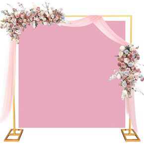 Wedding Backdrop Stand 8.2FT Square Frame with Base Portable Adjustable Pipe and Drape Backdrop Stand Kit for Ceremony, Wedding, Baby Shower, Birthday Party, Flower Wall Decoration(Gold) in Saudi Arabia