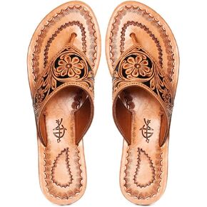 American Darling Hand Tooled, Carved Genuine Leather Sandal Footwear Flip Flop | Hand Tooled Sandal Footwear |