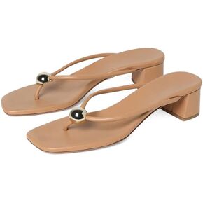 Gold Ball Thong Sandals for Women Comfort Chunky Block Heel Flip Flops for Beach Pool Summer