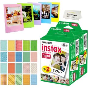 Fujifilm Instax Mini Instant Film, 2 Twin Packs (40 Sheets)+ Frames & Stickers