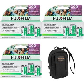 Fujifilm Fujicolor 200 Color Negative Film (35mm Roll Film, 36 Exposures, 3 X 3-Pack) 9-Rolls | with Slinger Camera Bag