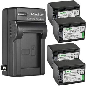 Kastar 2-Pack Batack and AC Wall Charger Replace لـ Sony DCR-SX21 ، DCR-SX22 ، DCR-SX33 ، DCR-SX34 ، DCR-SX43 ، DCR-SX44 ، DCR-SX45 ، DCR-SX53 ، DCR-SX63 ، DCR-SX65 ، DCR-SX73 ، DCR-SX85 ، DCR-SX85 ، DCR-SX85 ، DCR-SX85 ، DCR-SX85 ،