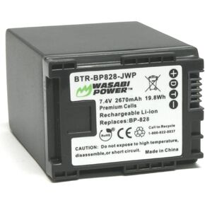 بطارية Wasabi Power لـ Canon BP-828 و Canon Vixia HF G30 ، XA20 ، XA25