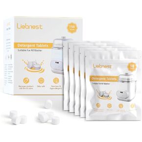 150pcs أقراص غسالة الزجاجة ، أقراص منظفات متوافقة مع جميع أنواع غسالات زجاجة الأطفال ، لا توجد بقايا ورائحة