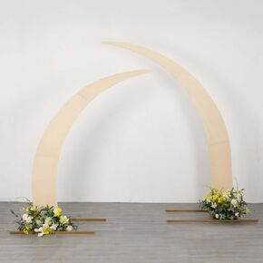 efavormart 6.5ft metal metal crescent moon wedding قوس التصوير الفوتوغرافي الموقف ، الإطار المنحني للبالون زهرة ، حامل شارب قابل للطي مع قاعدة مستطيلة صلبة