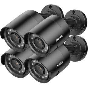 ANNKE 4pcs 2MP 1080P 1920TVL Wired Security Camera Kits, HD TVI Add-on Outdoor CCTV Cameras, IR Night Vision, Weatherproof Housing, Home Surveillance Bullet Camera, IP66, Black