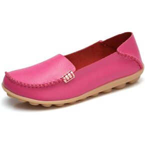 Sunporx Women's Driving Loafers Leather Comfortable Moccasins Breathable Slip On Nurse Loafer Round Toe Wild Walking Fashion Soft Shoes