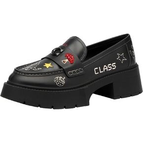 Coach Women's Leah Platform Loafer with Sketch Print, Charcoal/Black, 9
