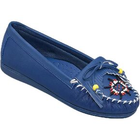 AmeriMark Beaded Moccasin Slip-Ons - Leather and Faux Suede Loafers, Arch Support and Padding, Driving Mocs - Comfortable and Stylish Shoes