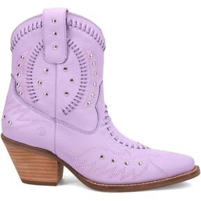 Dingo Womens Precious Embroidered Studded Snip Toe Casual Boots Ankle Mid Heel 2-3" - Off White