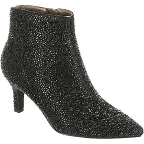 Masseys Women's Ursula Rhinestone Studded Dress Bootie, 12 W (Wide), Black