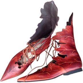 Aflngle Women's Fashion Leaf Shaped Block Low Heel Flat Ankle Boots Pointed Toe Lace Up Short Booties Casual Vintage Gothic Shoes