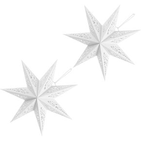 Angoily 2pcs Delicate Hollow Star Lamp Shade Paper Hanging Decor for Home Weddings Parties Lightweight Easy Assembly Unique Pointed Star Design