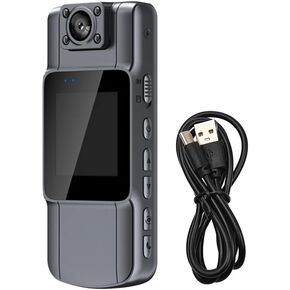 4K UHD Mini Body Camera with Audio and Video Recording 150°Wide Angle 180°Lens Rotatable 7 Hour Battery Life Video Camera with 1.54in TFT Screen Night Vision Motion Detection for Daily Record
