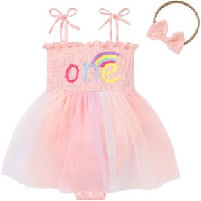 Baby Girl 1st Birthday Clothes One Year Old Girl Embroidery Tulle Dress Sleeveless Romper Bodysuit Cake Smash Outfit in Saudi Arabia