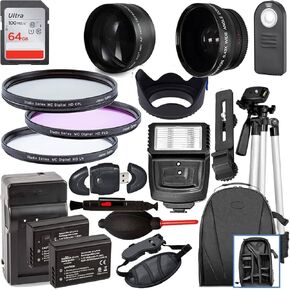 58MM Accessory Kit for Canon EOS Rebel T7, Includes: 2X LP-E10 Batteries, Filter Kits, Backpack & More