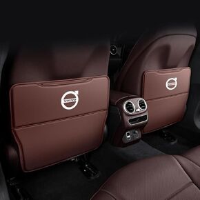 Custom 2PCS Car Kick Mats Back Seat Protector for Volvo S90 2016-2023, Automotive Leather Back Seat Protector with Storage Bag, Interior Car Accessories,B-Brown