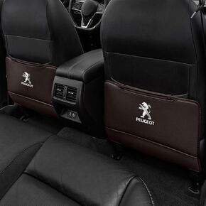 Custom 2PCS Car Kick Mats Back Seat Protector for Peugeot 4007 2007-2012, Automotive Leather Back Seat Protector with Storage Bag, Interior Car Accessories,A-Black