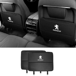 Custom 2PCS Car Kick Mats Back Seat Protector for Peugeot 308 2007-2013 Phase 1, Automotive Leather Back Seat Protector with Storage Bag, Interior Car Accessories,D-Red