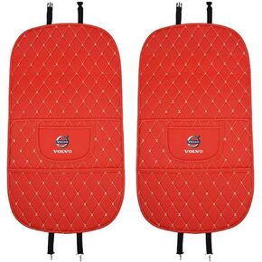 Custom 2PCS Car Kick Mats Back Seat Protector for Volvo S60 2010-2019, Automotive Leather Back Seat Protector with Storage Bag, Interior Car Accessories,A-Black