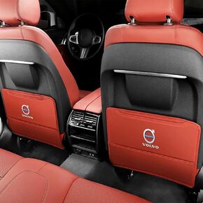 Custom 2PCS Car Kick Mats Back Seat Protector for Volvo V40 2012-2018, Automotive Leather Back Seat Protector with Storage Bag, Interior Car Accessories