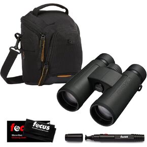 Nikon Prostaff P3 8X42 Binoculars Bundle with DSLR and Mirrorless Camera Shoulder Bag (Black), Focus Lens Cleaning Pen, and Focus Microfiber Cleaning Cloth (4 Items)