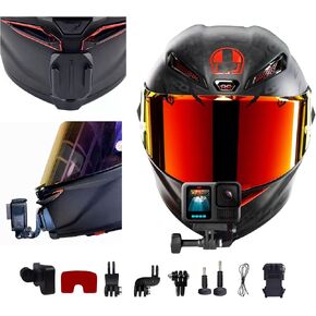 Customized Chin Mount for AGV Pista GP RR, Aluminum Base, a Helmet Chin Mount ，That Keeps The Camera Lens in The Center Position Compatible with GoPro Hero, Insta360, DJI, Adjustable Camera Bracketa