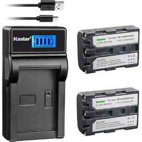 Kastar Battery x2 + SLIM LCD Charger Replacement for Sony NP-FM50 NP-FM55H TRV280 TRV350 TRV250 TRV19 TRV22 TRV27 TRV33 TRV460 TRV140 TRV17 TRV340 TRV38 TRV480 TRV260 TRV138 TRV608 DVD101 DVD201 D1000