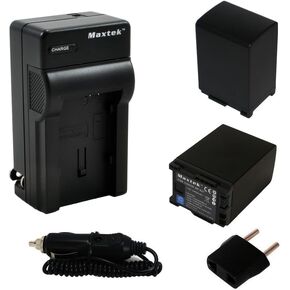 Maxtek 2 Pack 4.5 Hours Bp-827 Li-Ion Rechargeable Batteries And Pocket Travel Ac/Dc Wall Charger With Car Adapter & Us To European Plug For Canon Bp-827 And Canon Vixia Hf20, Hf21, Hf200, Hf G10