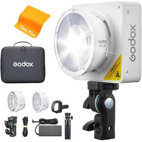 Godox ML100BI KIT1 فيديو يدوي مقطع فيديو محمول 120W COB COB PORTIBLE LED مصباح فيديو LED مع مقبض AK-B02 وعاكس العدسة (15 ° و 36 °) 2800K-6500K TLCI 98+/CRI 97+ 11 (ML100BI KIT1)