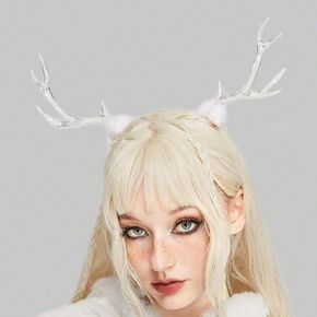 Christmas Hair Clips Transparent Antler Clip Elk Deer Barrettes Hairpin Crystal Antler Clips White Hairball Clip Design Fairy Hairgrips Girl Women's Hair Accessories for Christmas Party