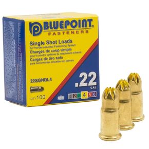 Reclimp BLUEPOINT .22 Cal Yellow Neck Down Single Shot Powder Load for Powder Actuated Fastening System, (100 - Count). Item# 22SGNDL4