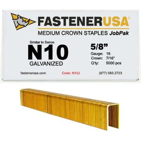 5/8" Leg x 7/16" Crown 16GA GALV N10 Staples 5,000ct | N10J