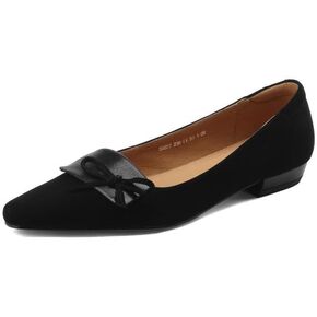 TinaCus Women's Suede Leather Handmade Square Toe Bowtie Dressy Ballet Flat Shoes