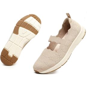 Women's Mary Jane Flats Knit Ballet Flats Comfort Casual Ballerina Walking Dressy Slip-on Shoes with Strap