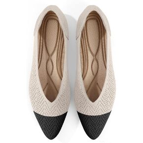 Flats for Women Pointed Toe Knit Ballet Comfortable Dressy Washable Flat Shoes