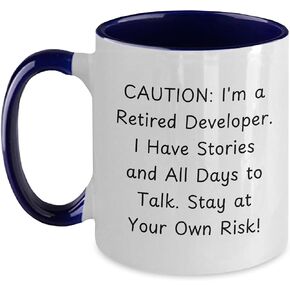 Caution: Developer, I Have Stories And All Days To Talk. Two Tone Coffee Mug for Valentine's, Developer Gifts from Friends and Family