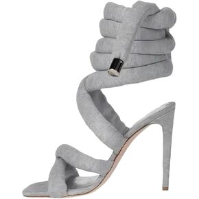 Lace Up Heels Strappy Heels for Women -Open Toe Square Heel Grey Kitten Heel Sandals with 10.5cm Stiletto